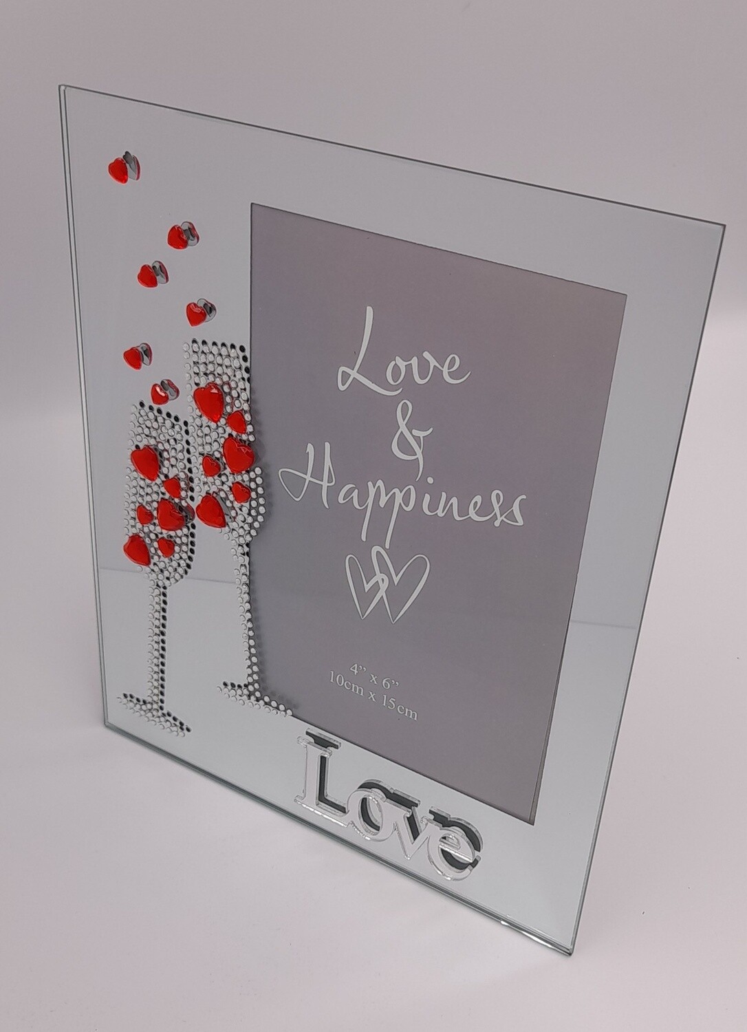 Love and Happiness mirrored glass photo frame