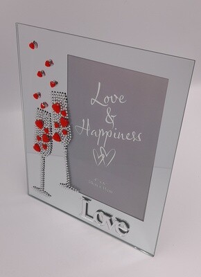 Love and Happiness mirrored glass photo frame