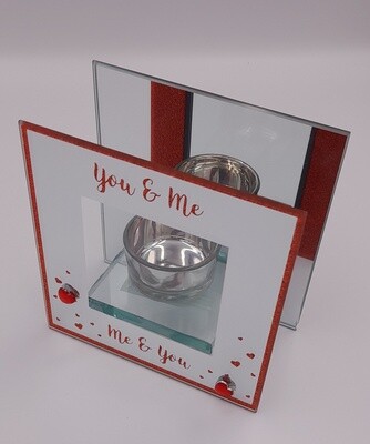 Mirrored glass tea-lite holder &#39;You &amp; Me, Me &amp; You&#39;