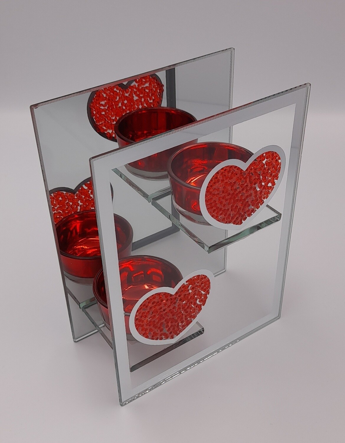 Double-heart diamante tea-lite holder
