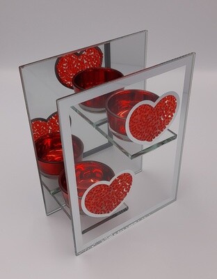 Double-heart diamante tea-lite holder