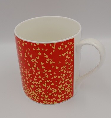 &#39;With love&#39; mug - red and gold hearts