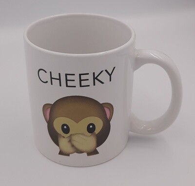 &#39;Cheeky Monkey&#39; illustrated mug