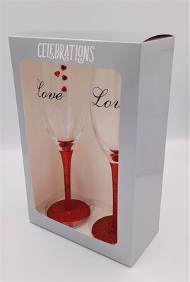 &#39;Love&#39; champagne glasses gift set