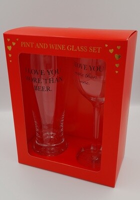 Wine glass and beer glass gift set
