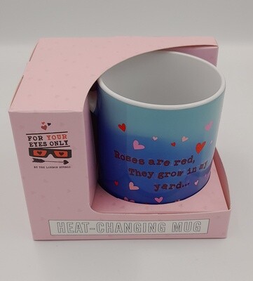&#39;Roses are red, they grow in my yard...&#39; heat-change mug