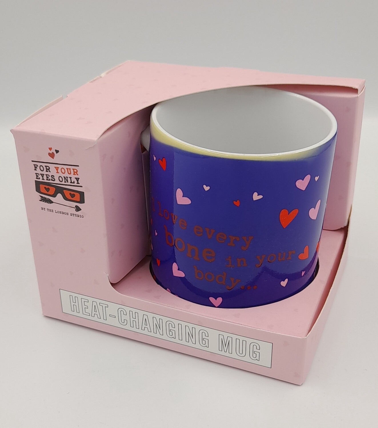 &#39;I love every bone in your body...&#39; heat-change gift mug