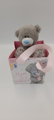 &#39;Mum in a million&#39; Tatty Ted in bag plush soft toy