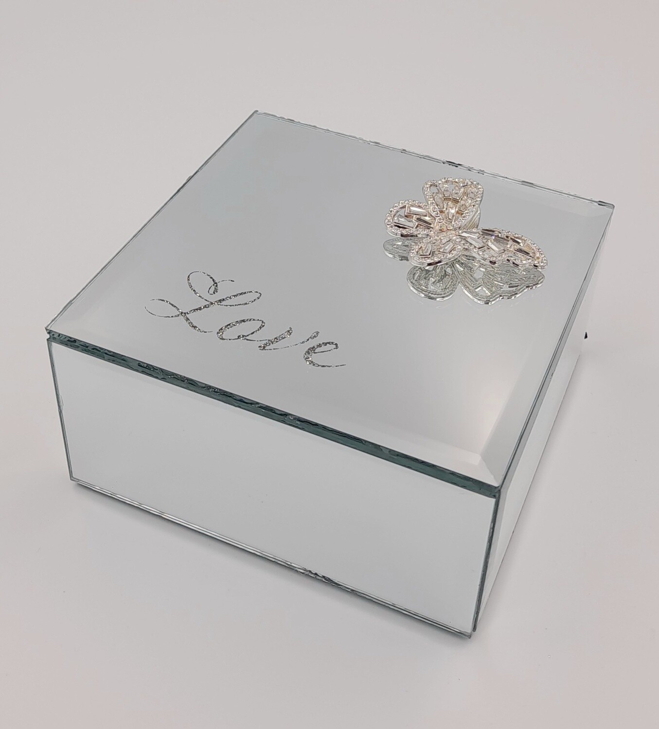 Love &amp; butterfly mirrored trinket box