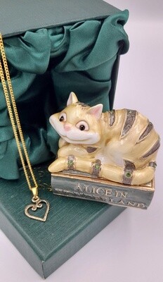 Cheshire Cat from Alice trinket box &amp; charm necklace