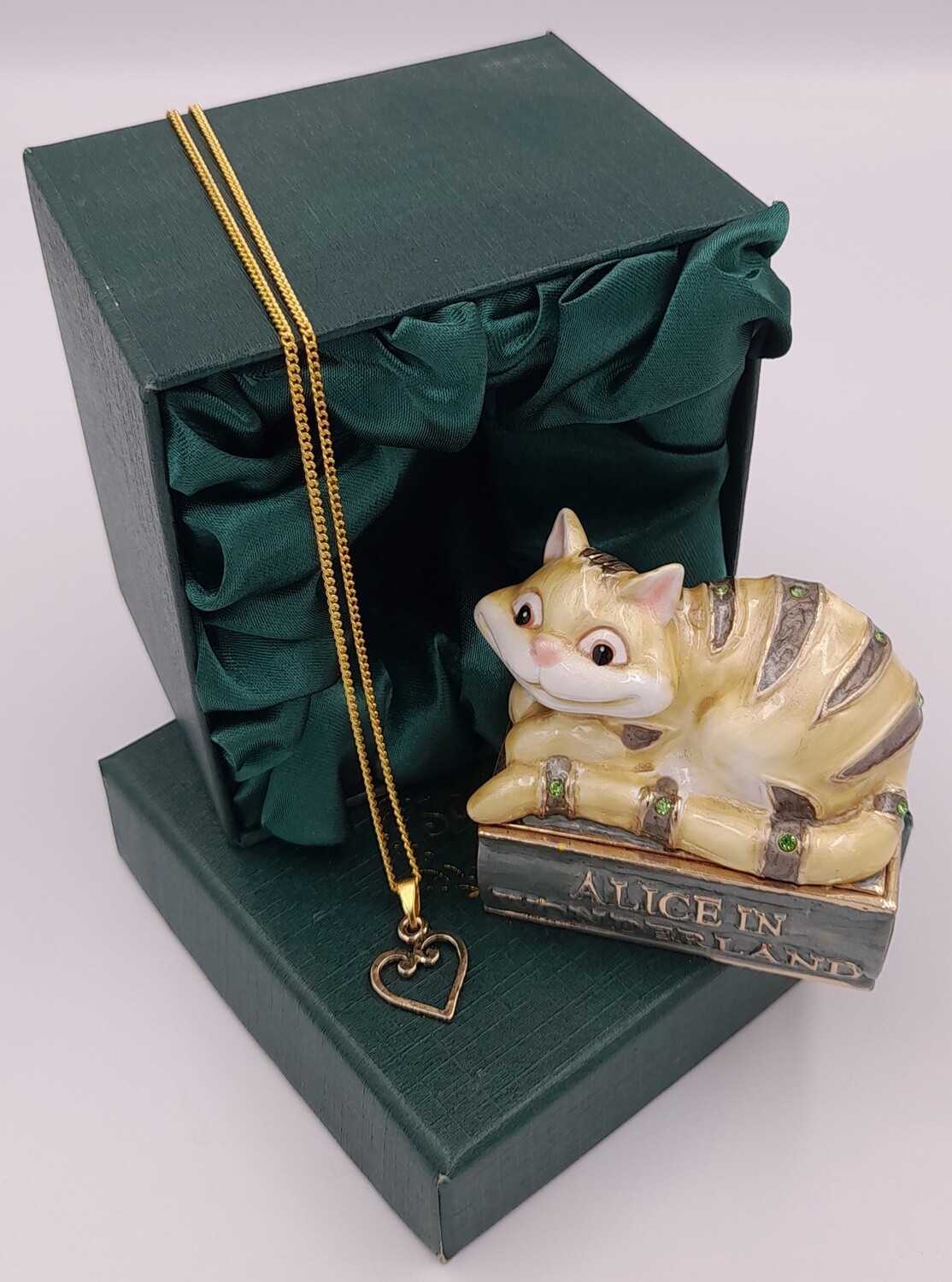 Cheshire Cat from Alice trinket box &amp; charm necklace