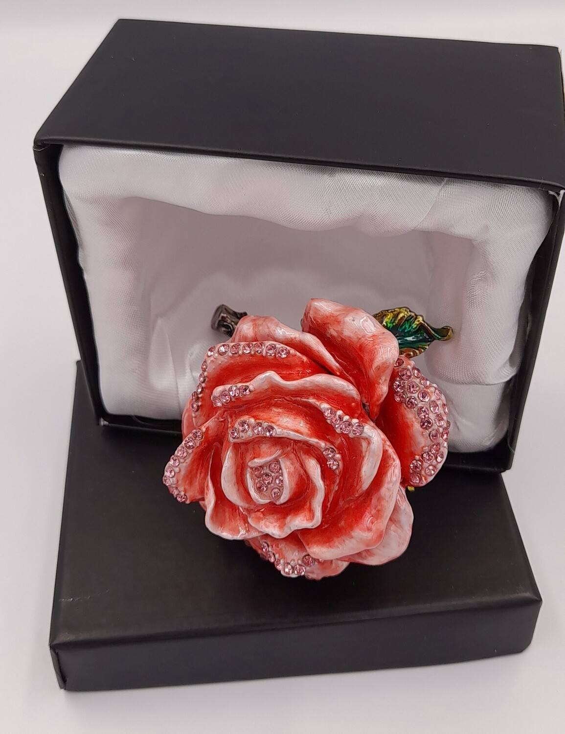 Open rose trinket box