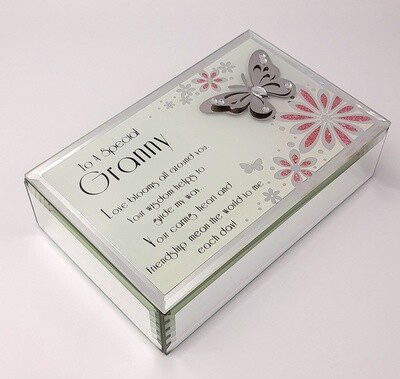 ''To a Special Granny...' mirrored jewellery box with butterfly