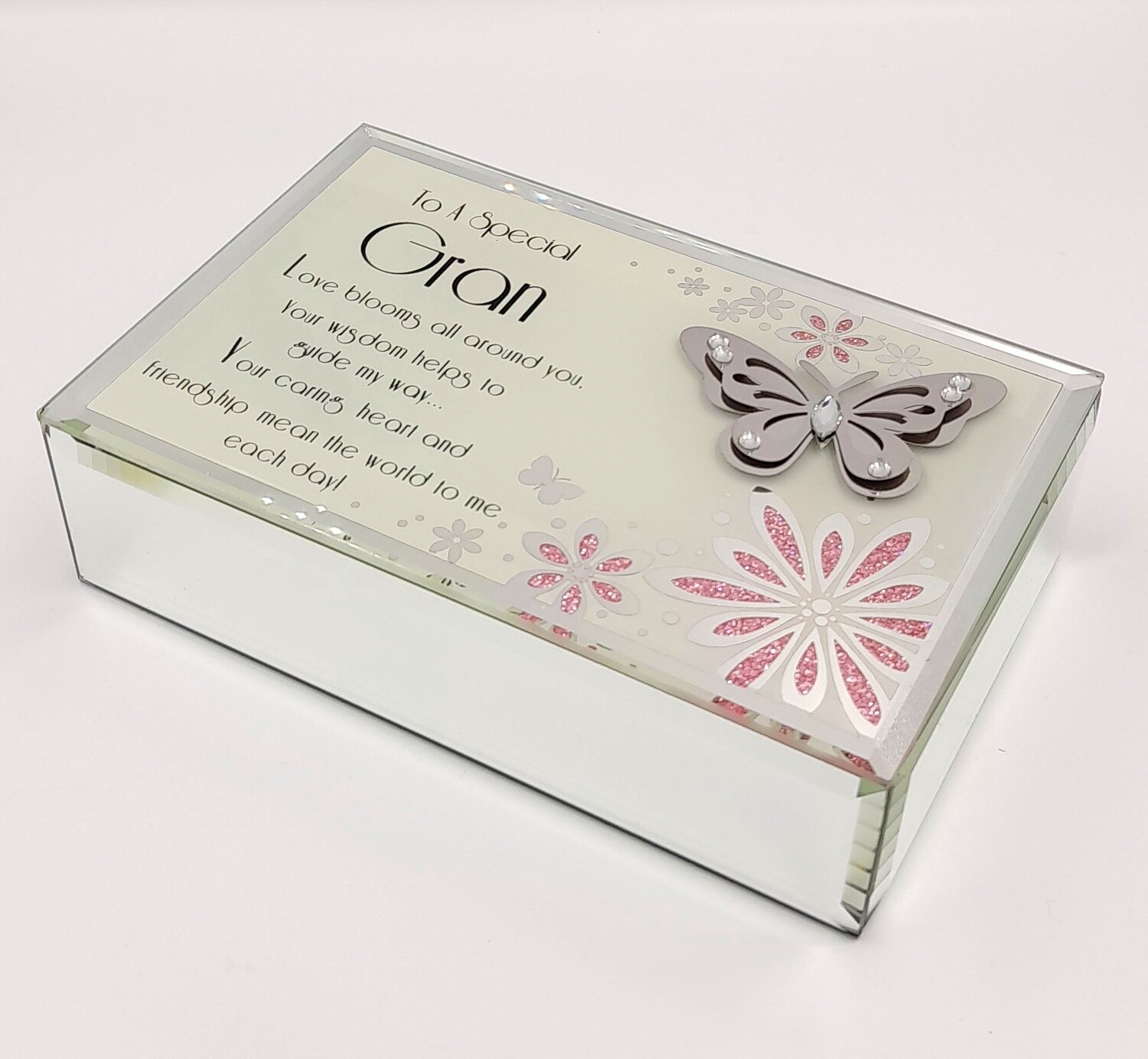 &#39;To a Special Gran...&#39; mirrored jewellery box with butterfly