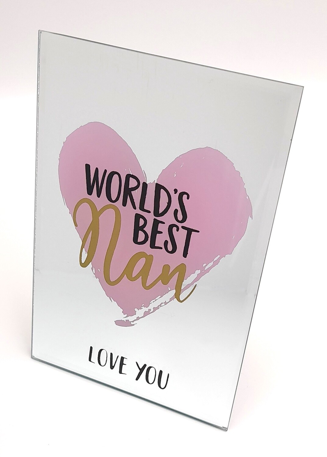 &#39;World&#39;s Best Nan. Love You&#39; mirrored ornament with heart motif