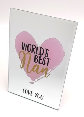 &#39;World&#39;s Best Nan. Love You&#39; mirrored ornament with heart motif