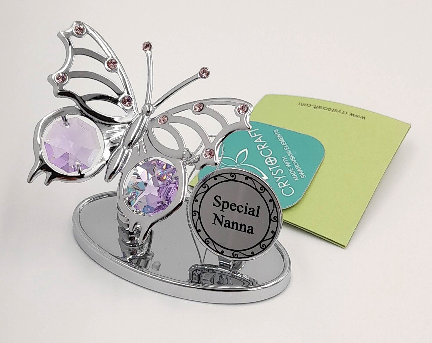 &#39;Special Nanna&#39; Swarovski crystal decorated butterfly ornament