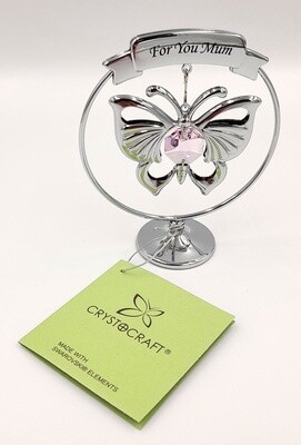 &#39;For You Mum&#39; Swarovski crystal decorated butterfly ornament