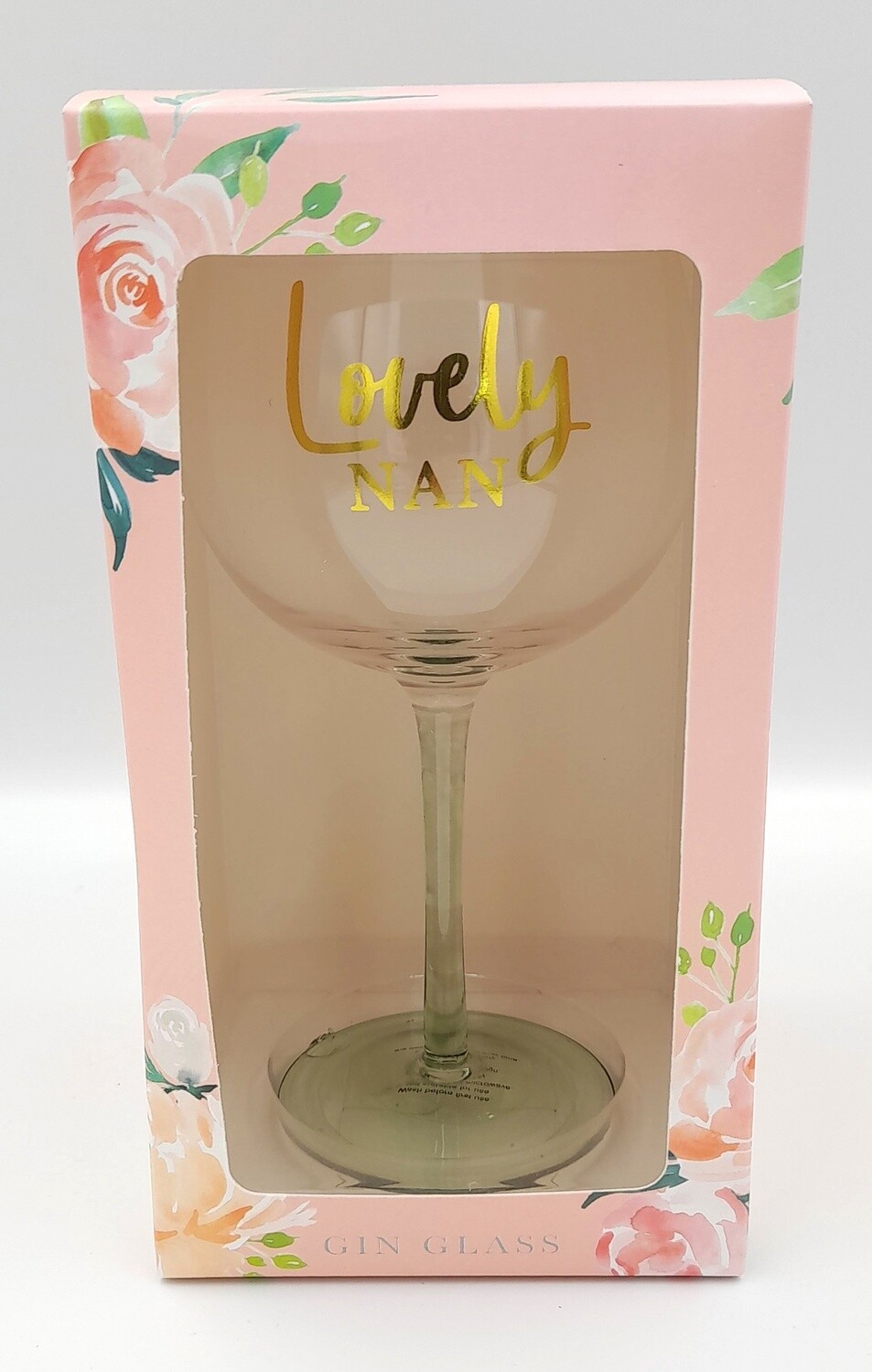 &#39;Lovely Nan&#39; boxed gin glass gift