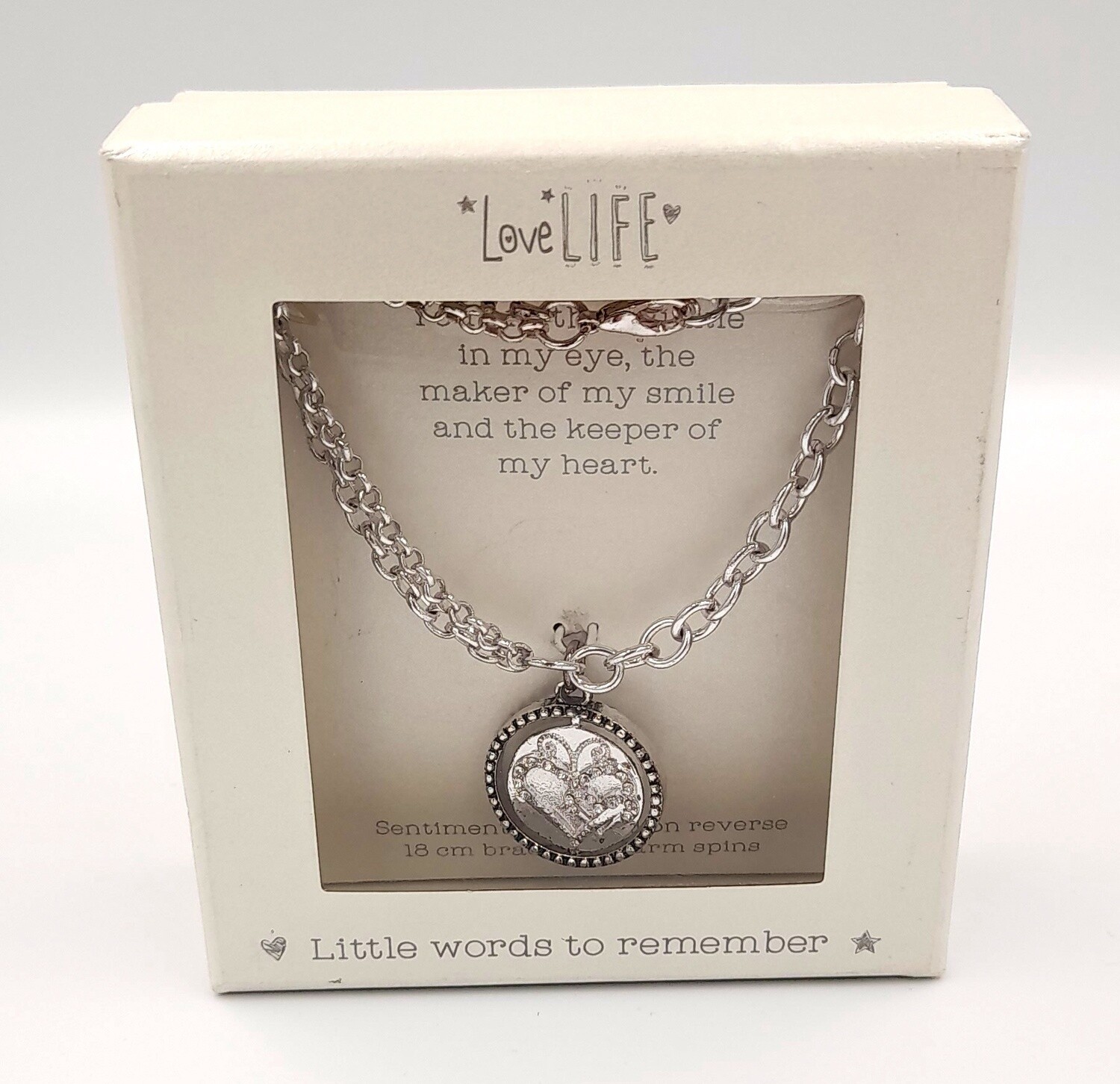&#39;Little words to remember&#39; spinning charm bracelet for Mum