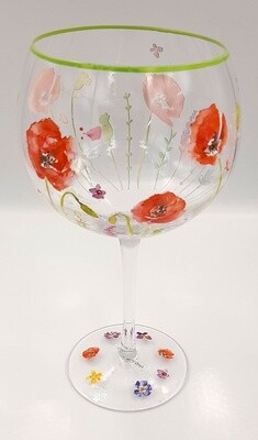 Beautiful poppy flowers gin glass