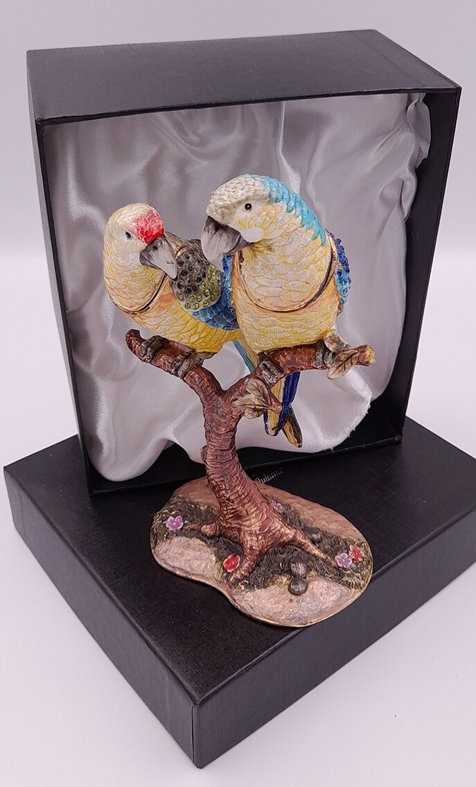 Beautiful parrots large decorative trinket box