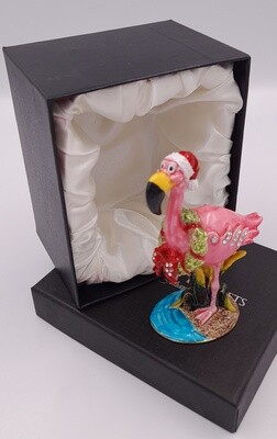 Christmas flamingo trinket box