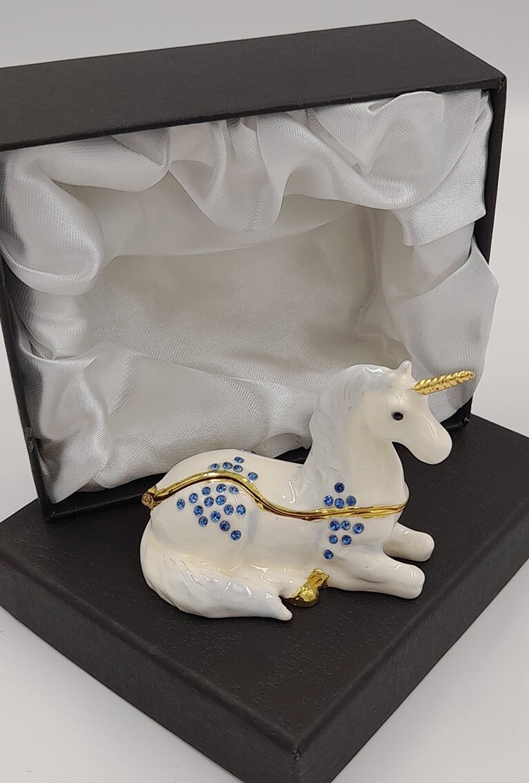 Magical unicorn enamel &amp; diamante trinket box