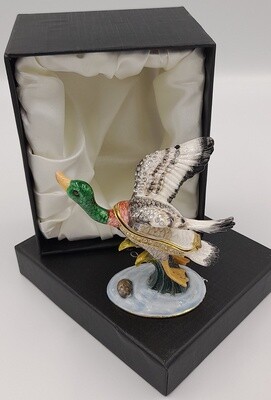 Duck in flight trinket box ornament