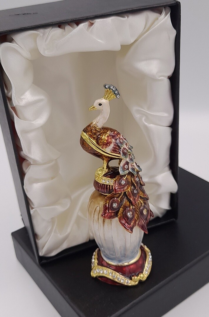 Peacock &amp; urn trinket ornament