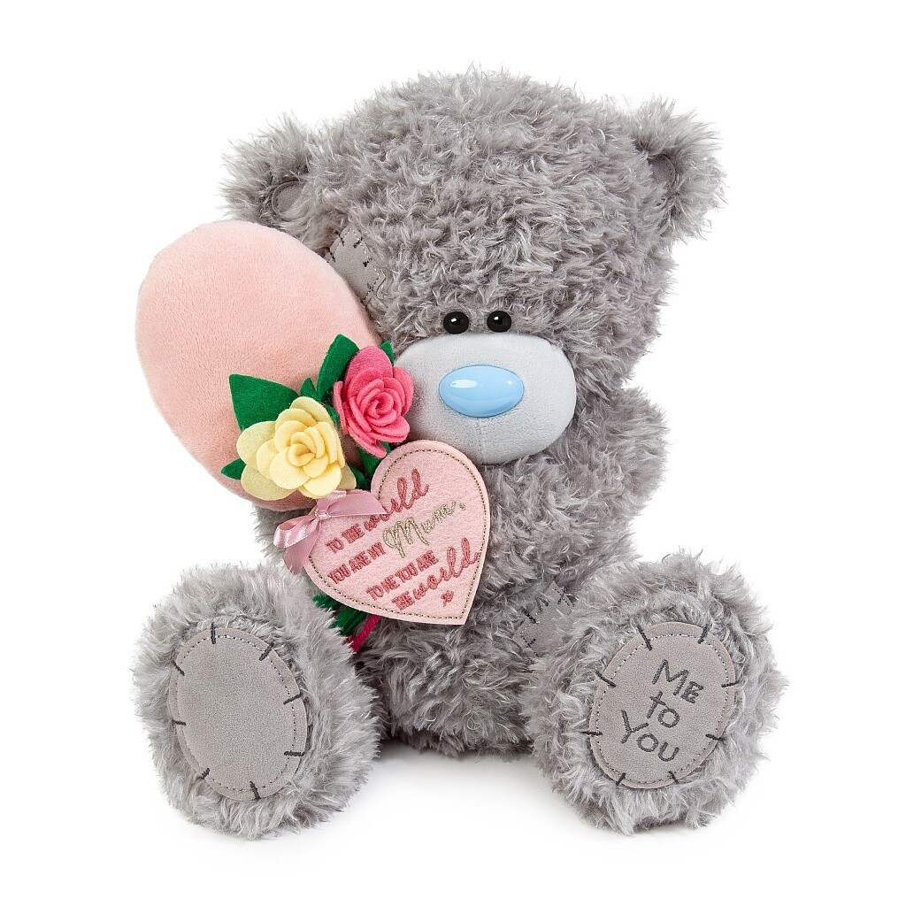 &#39;Mum, You are My World&#39; Tatty Teddy holding a balloon