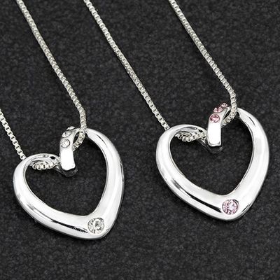Silver Plated Diamante Heart Necklace