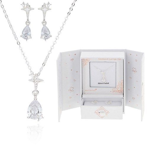 Silver Plated Sparkle Star Necklace and Earrings Gift Set