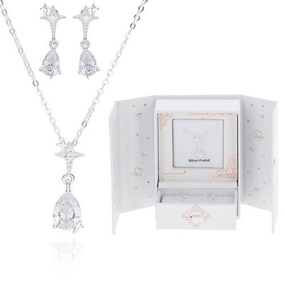 Silver Plated Sparkle Star Necklace and Earrings Gift Set