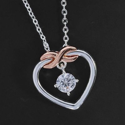 Two Tone Eternal Heart Cubic Zirconia Necklace