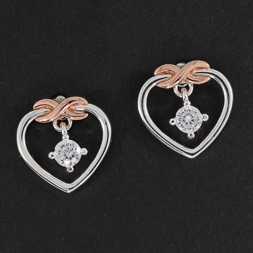 Two Tone Eternal Heart Cubic Zirconia Studs