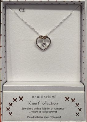 Two Tone Eternal Heart Cubic Zirconia Necklace