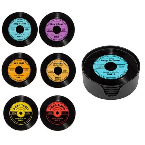 Record Round Coasters - Set of 6