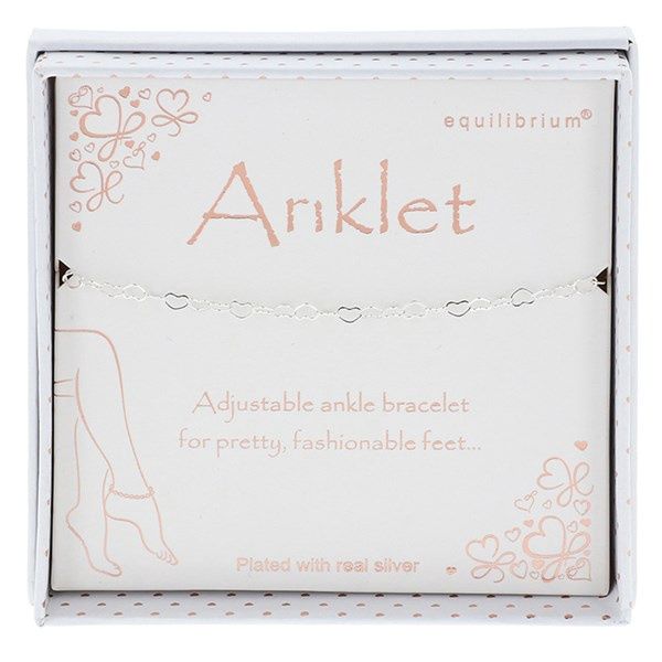 Equilibrium Hollow Hearts Silver Plated Anklet
