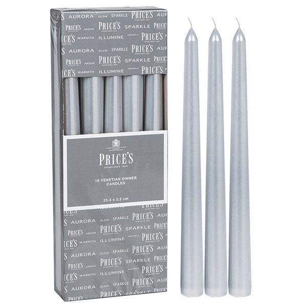 Price&#39;s Candles Venetian 10 Pack Silver