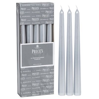 Price&#39;s Candles Venetian 10 Pack Silver