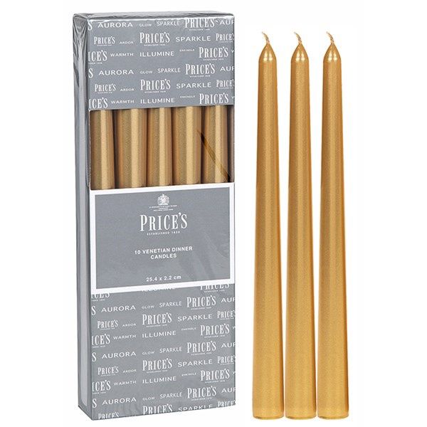 Price&#39;s Candles Venetian 10 Pack Gold