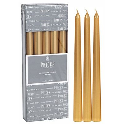 Price&#39;s Candles Venetian 10 Pack Gold