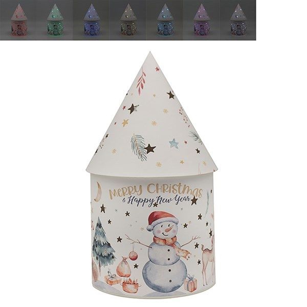 LED House Light Robin &amp; Snowman Large