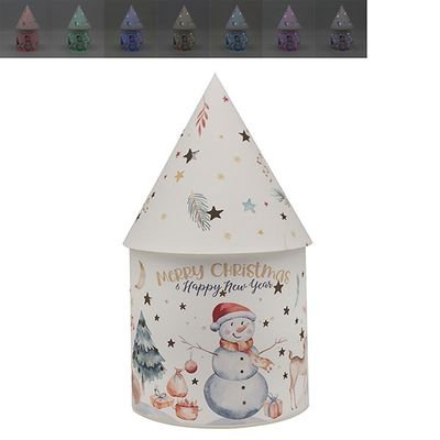LED House Light Robin &amp; Snowman Large