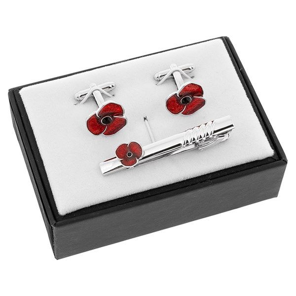 Equilibrium Men Poppy Cufflinks &amp; Tie Pin