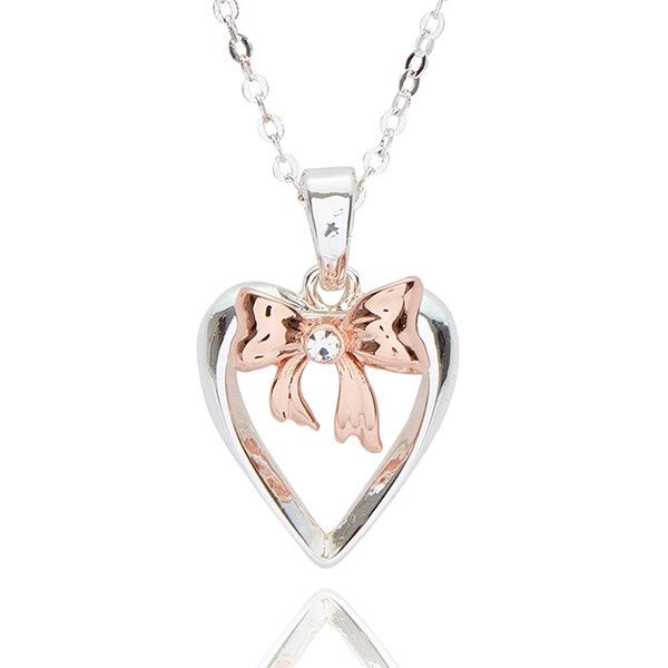 Eternal Bow Two Tone Bow Heart Necklace