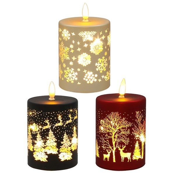 Bright Xmas LED Candle Tall, Colour: Red Reindeer