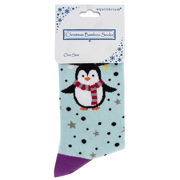 Ladies Xmas Bamboo Socks Penguin