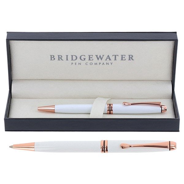 Bridgewater Winchester Gloss White &amp; Rose Gold Ball Pen